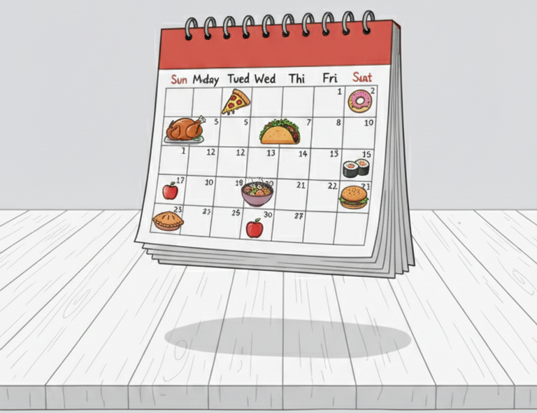 Smart meal planning calendar for organizing weekly family meals